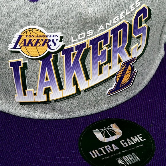 Los Angeles Lakers Dark Purple - Gray NBA Fools Snapback Ultra Game cap hat - Picture 5 of 9